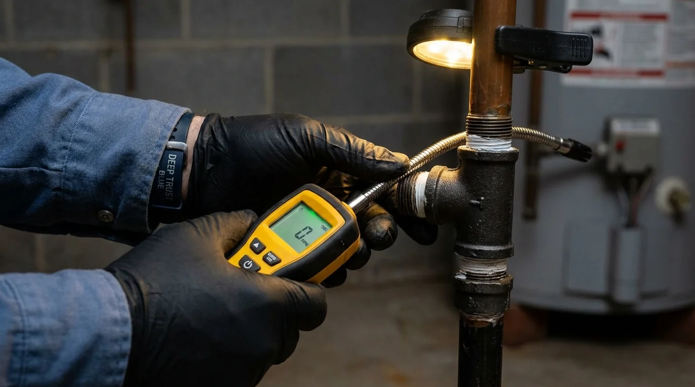 Gas leak detection with electronic sniffer by Johns Plumbing LLC in Gooding