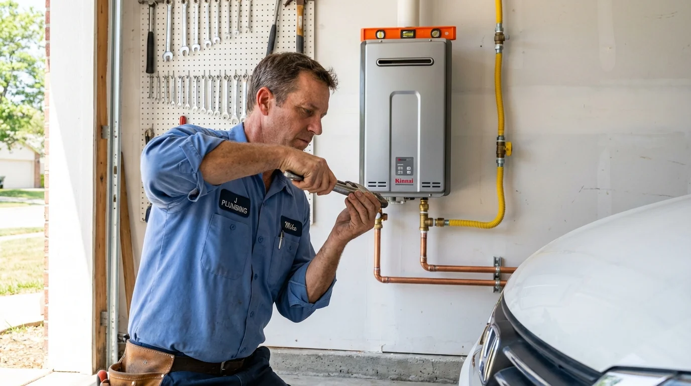 Tankless water heater installation by a Johns Plumbing LLC plumber in Gooding